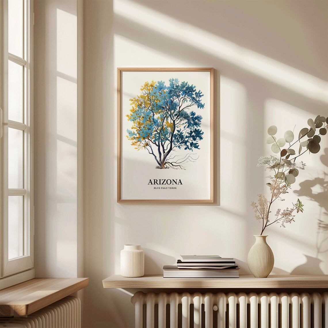 Arizona Blue Palo Verde State Tree Desert Bloom Watercolor Art Poster - Image 3