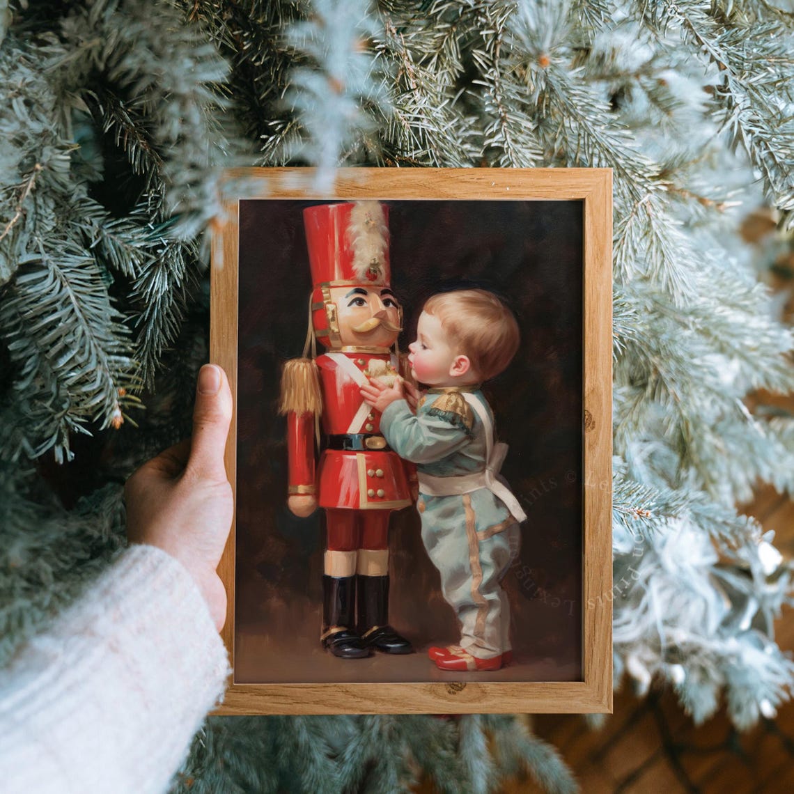 Toddler Hugging Nutcracker Soldier Christmas Portrait Poster - Image 8