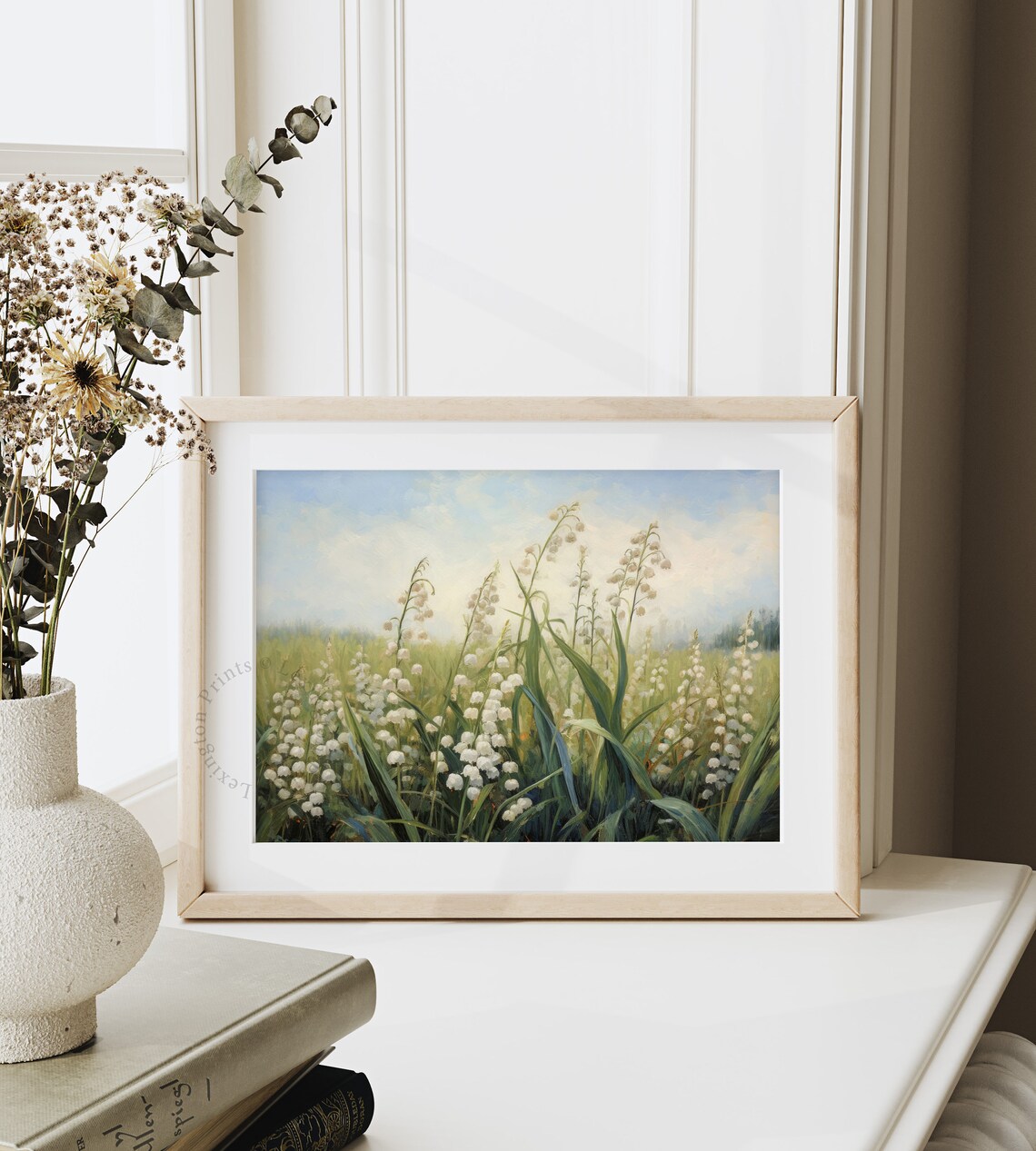 Lily Of The Valley White Bells Spring Field Soft Floral Painting Poster - Image 4