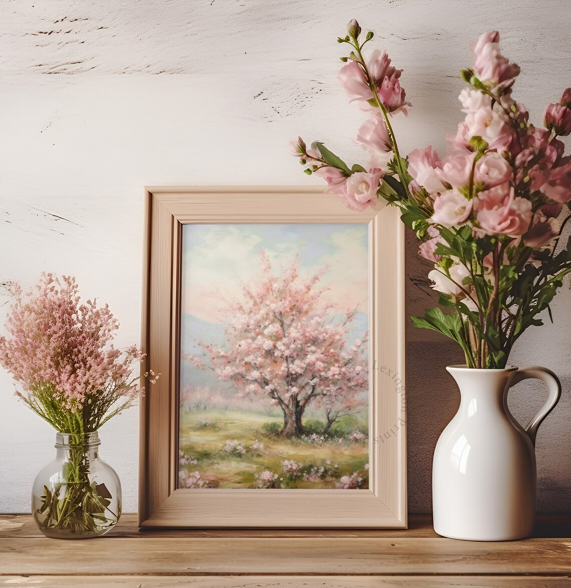 Spring Cherry Blossom Tree Vintage Floral Meadow Painting Poster - Image 7