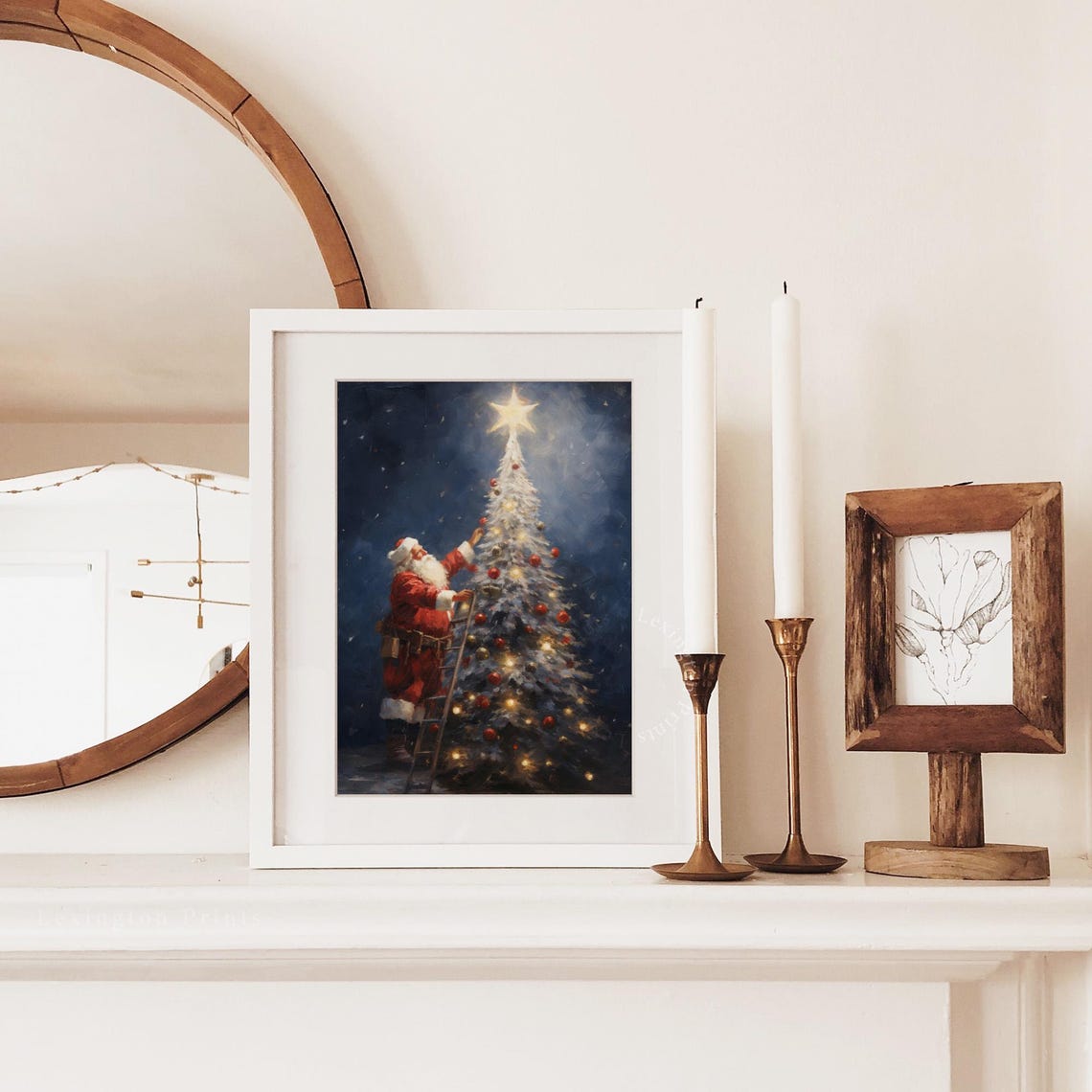 Santa Christmas Tree Christmas Wall Art Christmas Painting Christmas Santa Holiday Art Winter Print Santa Christmas Print Seasonal Decor 415 - Image 3
