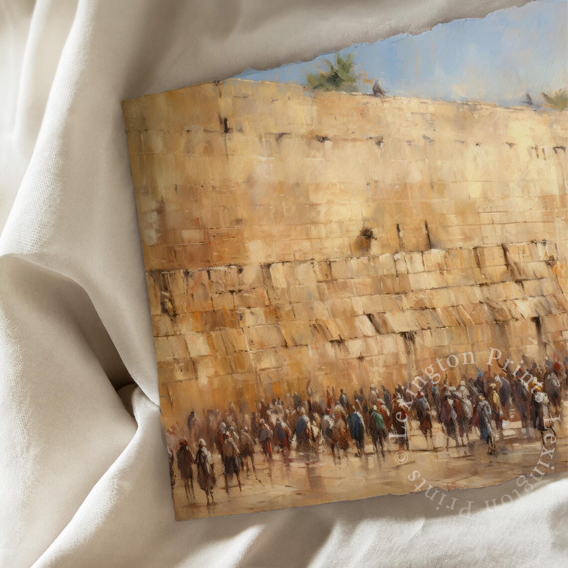 Western Wall Jerusalem Crowd Impressionist Oil Painting Israel Poster - Image 7