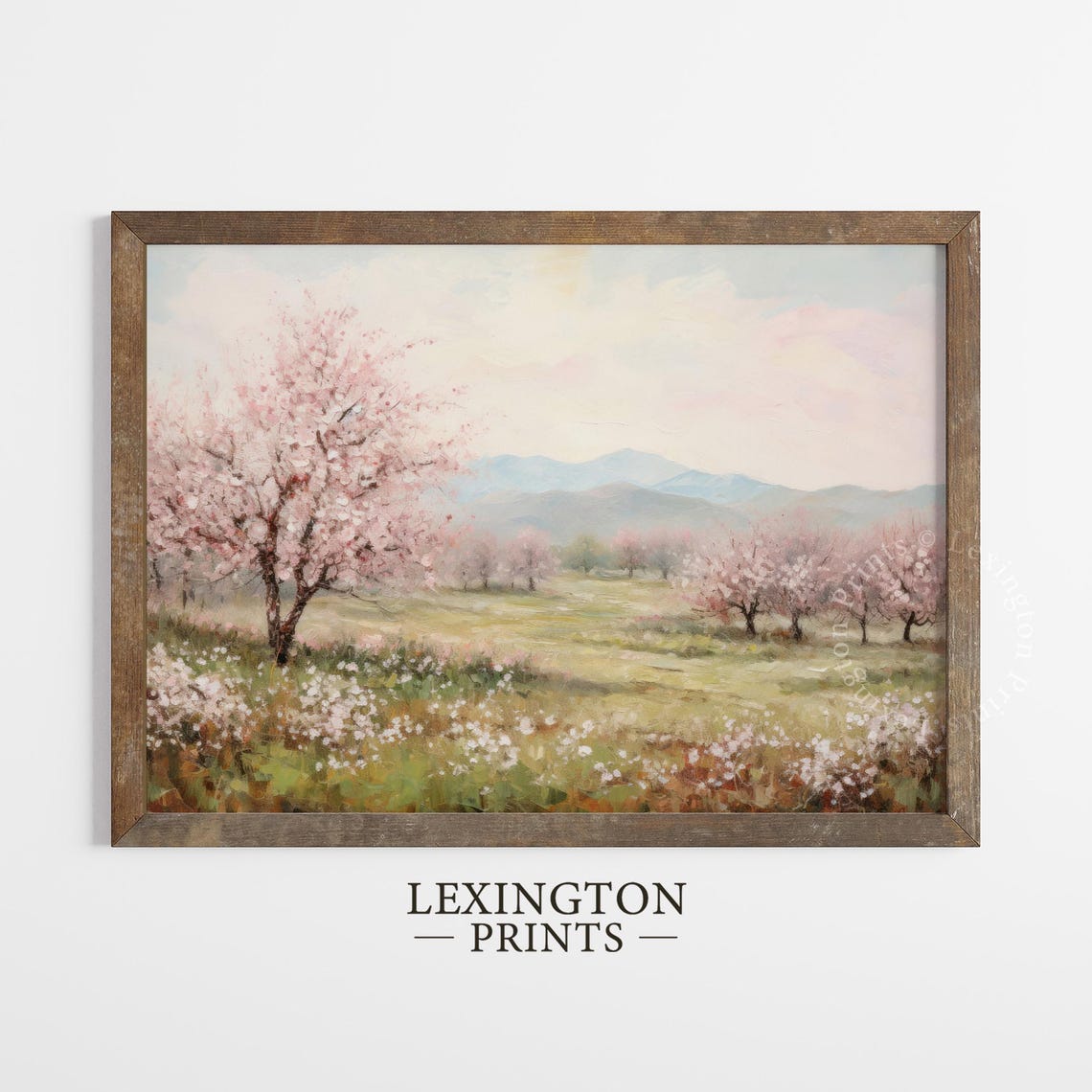 Cherry Blossom Orchard Spring Meadow Landscape Painting Poster - Image 5