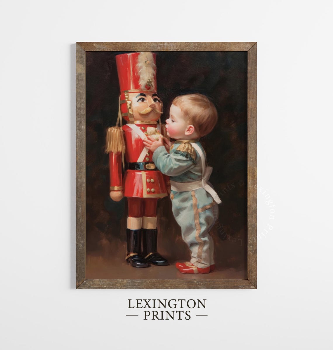 Toddler Hugging Nutcracker Soldier Christmas Portrait Poster - Image 4