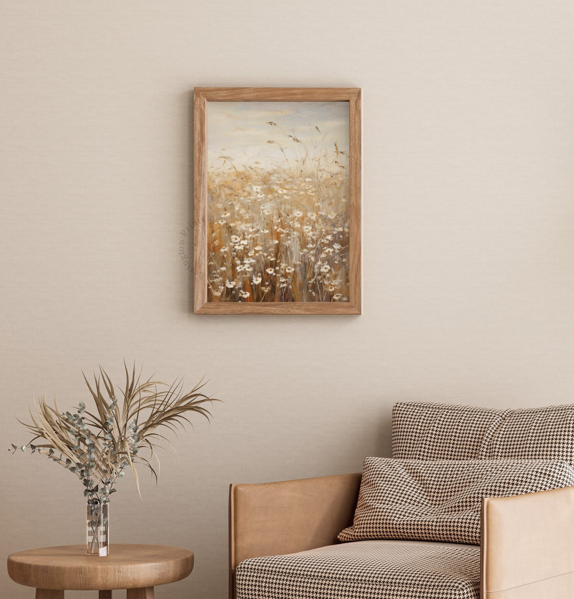 Moody Wildflower Meadow Tall Grasses Neutral Botanical Wall Art - Image 2