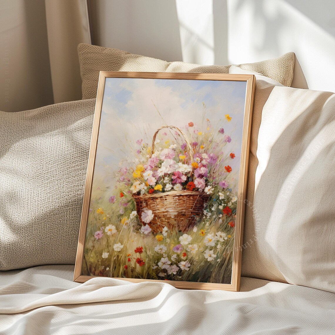 Wildflower Basket Meadow Bouquet Vintage Floral Oil Painting Poster - Image 8