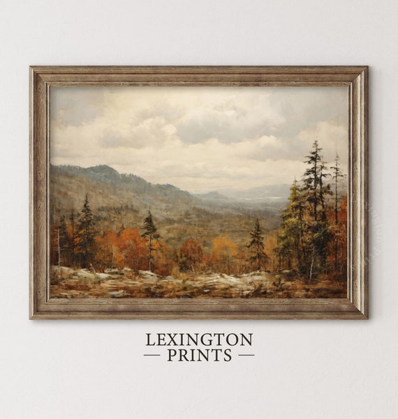 Vintage Autumn Landscape Painting Fall Landscape Wall Art Autumn Decor Neutral Print Rustic Fall Decor Autumn Decor Art Moody Wall Art 108