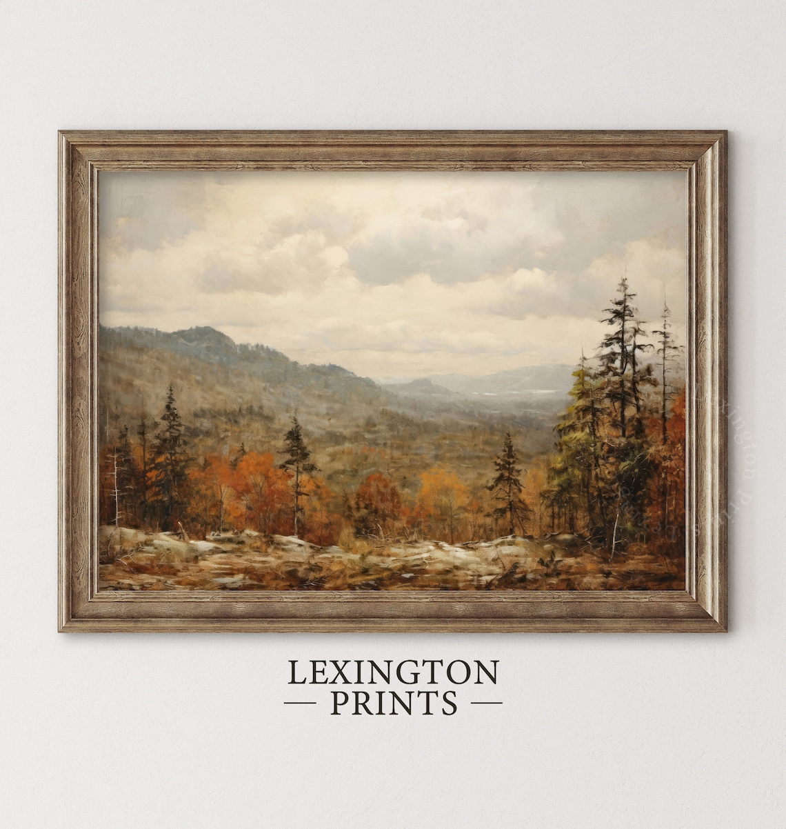 Autumn Mountain Valley Fall Foliage Vintage Oil Painting Poster