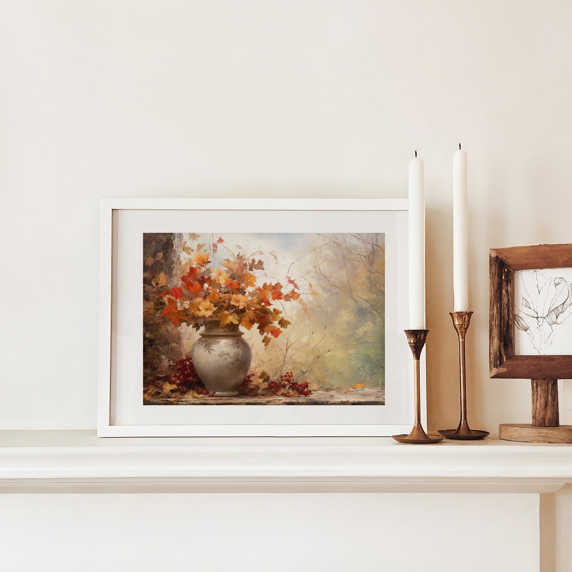 Autumn Leaf Bouquet in Vase Fall Harvest Floral Decor Poster - Image 4