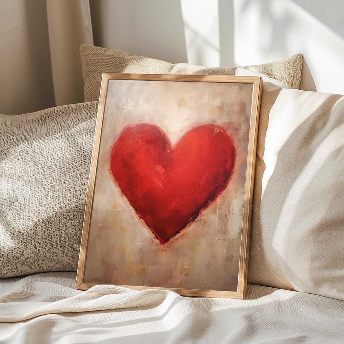 Rustic Vintage Valentines Red Heart Art Print - Image 4