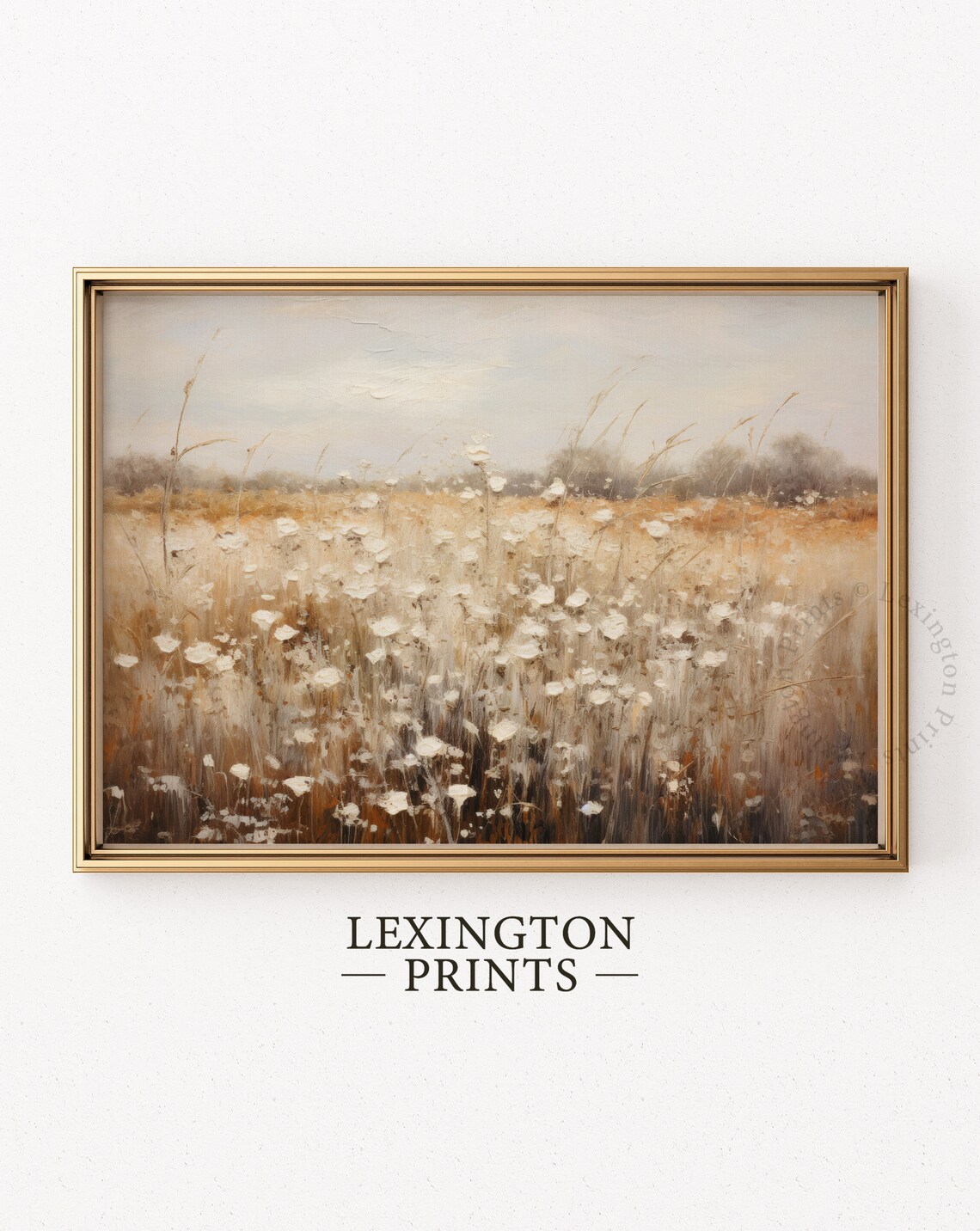 Golden Wildflower Meadow Impressionist Oil Painting Landscape Poster - Image 6