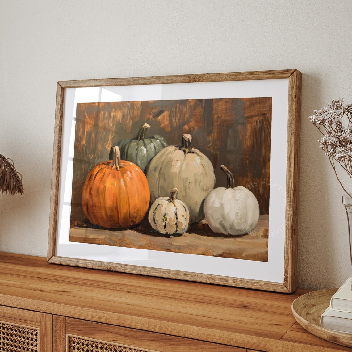 Five Colorful Heirloom Gourds Still Life Oil Painting Fall Poster - Image 8