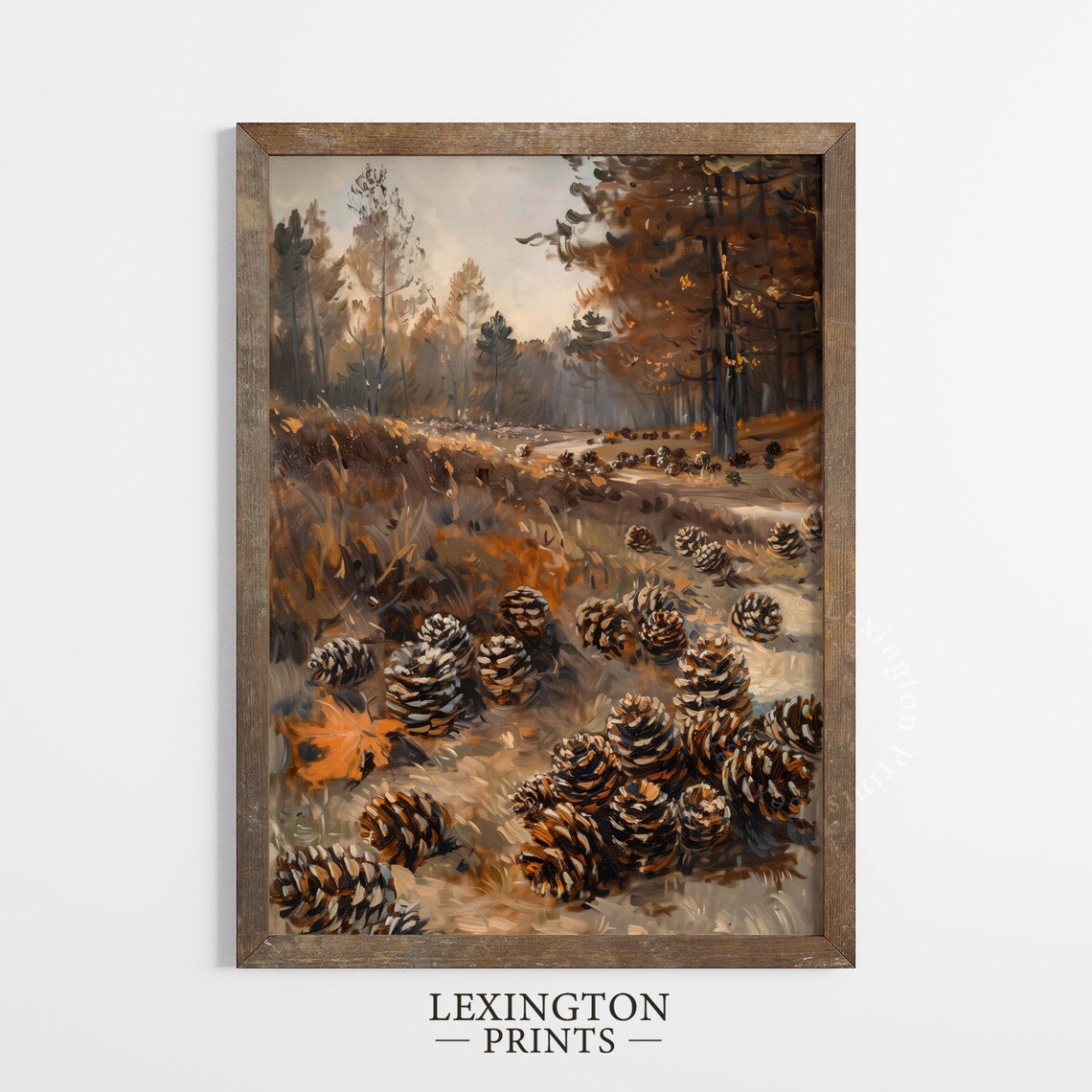 Pinecones in Autumn Forest Vintage Oil Painting Nature Poster - Image 5