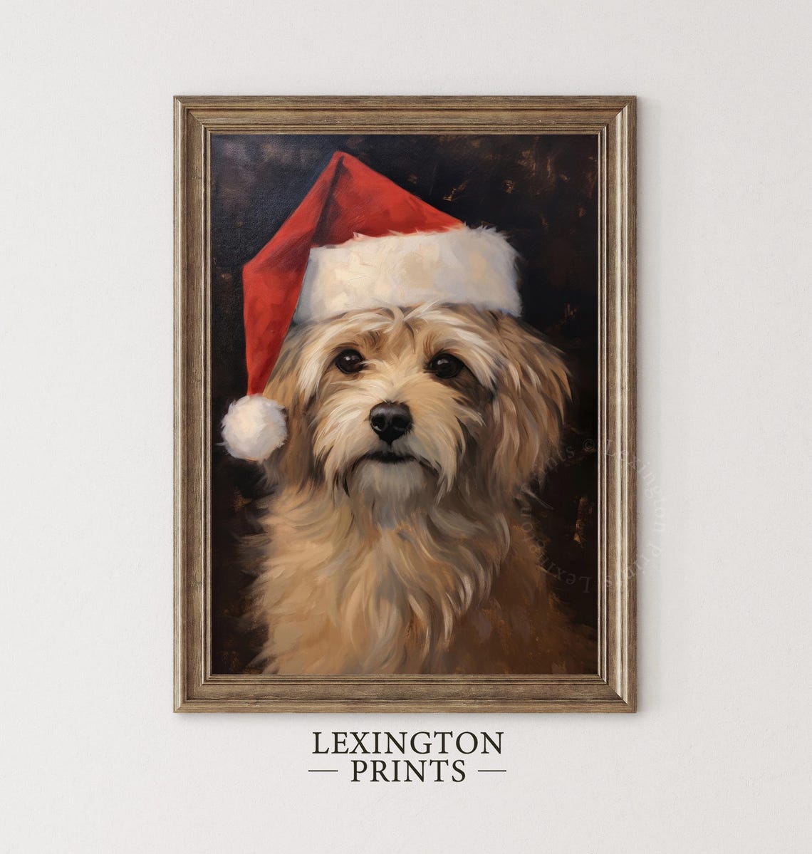 Rustic Christmas Wall Art Dog Christmas Dog Painting Vintage Christmas Decor Winter Art Pet Oil Painting Dog Portrait Holiday 223 - Image 2