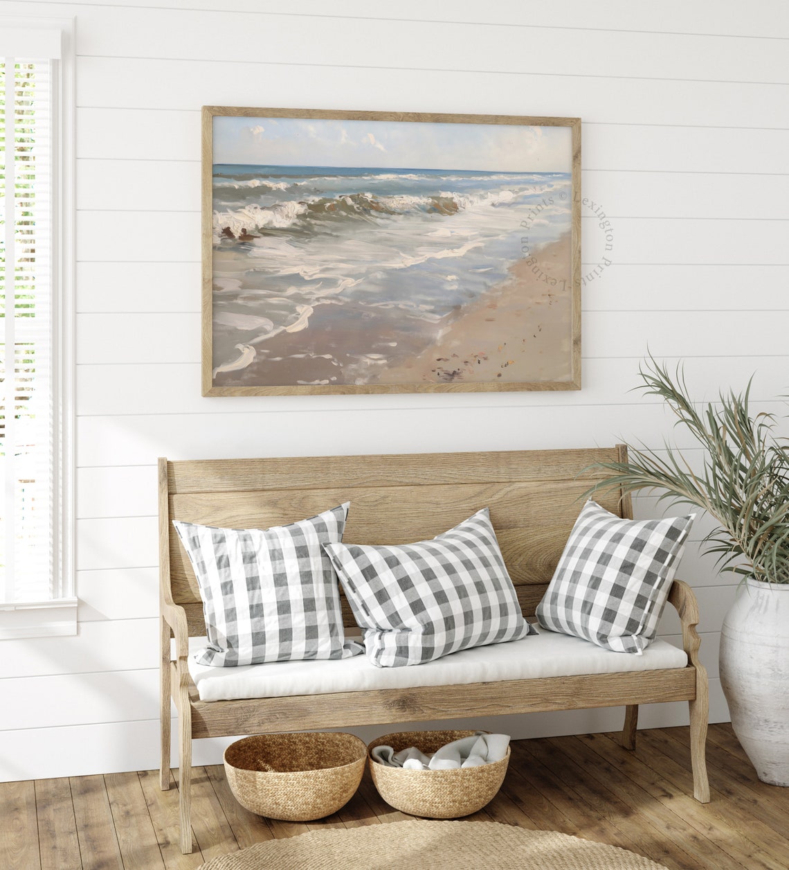 Soft Ocean Waves Washing Over Sandy Shore Beach Painting Poster - Image 8