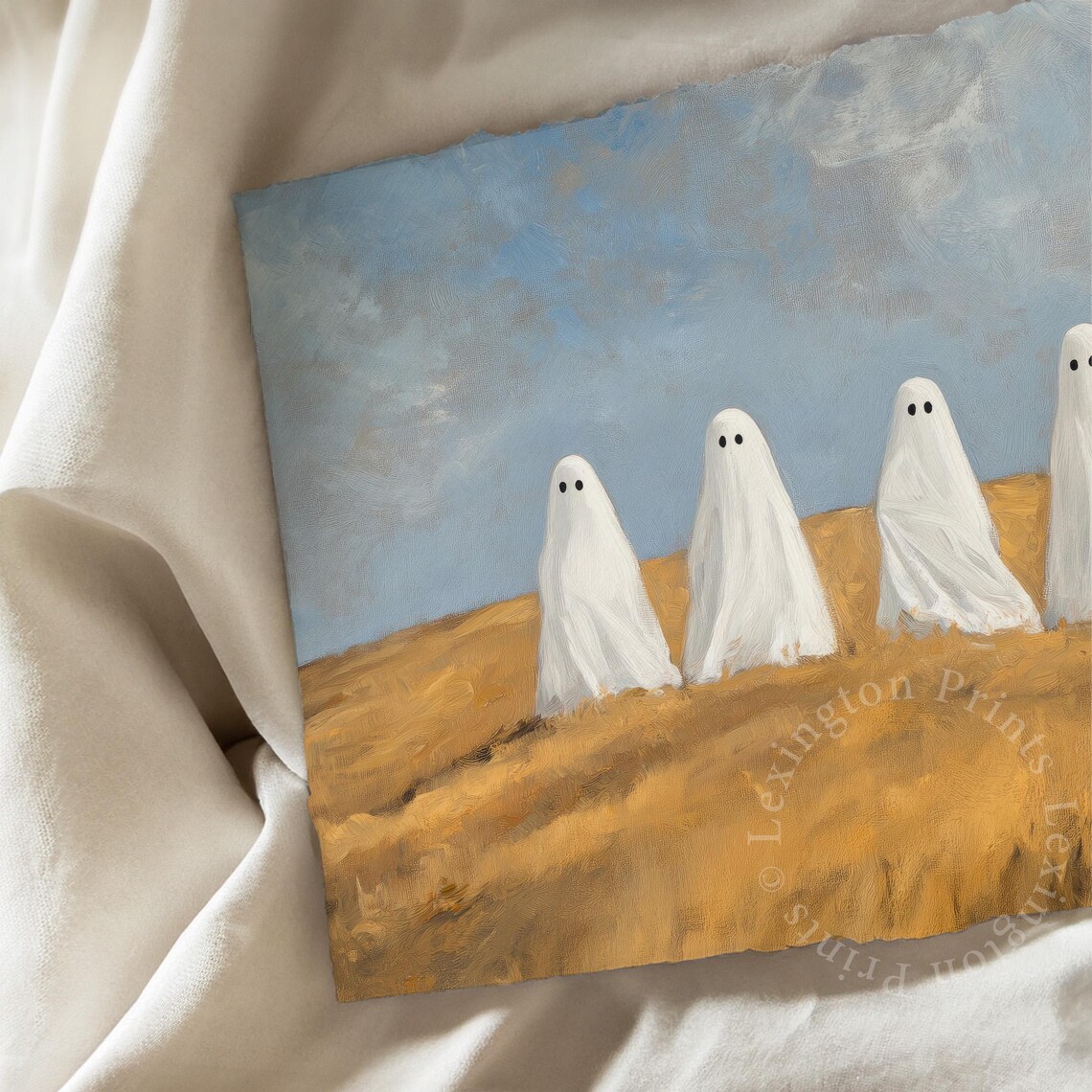Four Ghosts Standing in Golden Wheat Field Oil Painting Fall Poster - Image 7