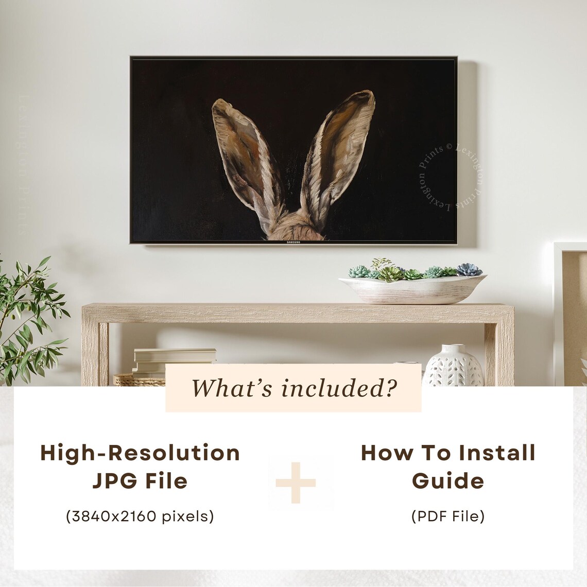 Easter Bunny Ears Dark Moody Minimalist Spring Painting Poster - Image 5