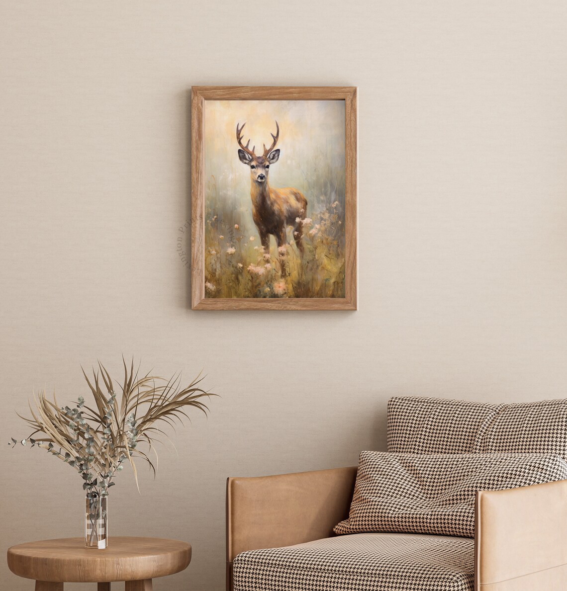Deer Buck Antlers Wildflower Meadow Spring Woodland Animal Painting Poster - Image 3