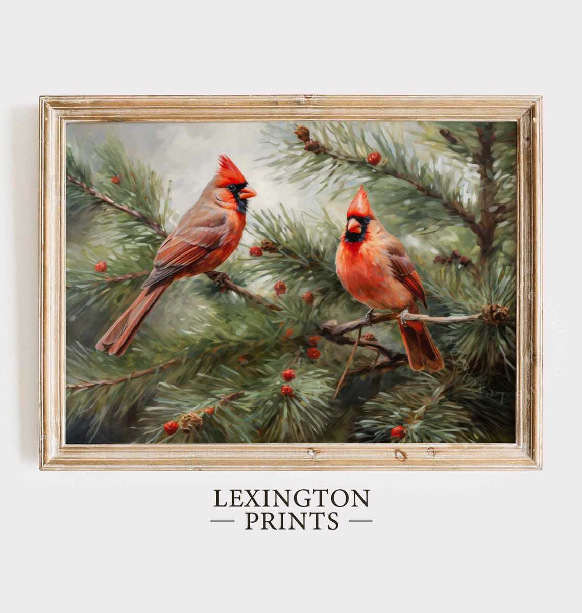 Vintage Christmas Wall Art Winter Cardinal Bird Christmas Oil Painting Winter Art Christmas Decor Nature Wall Art Winter Print 371