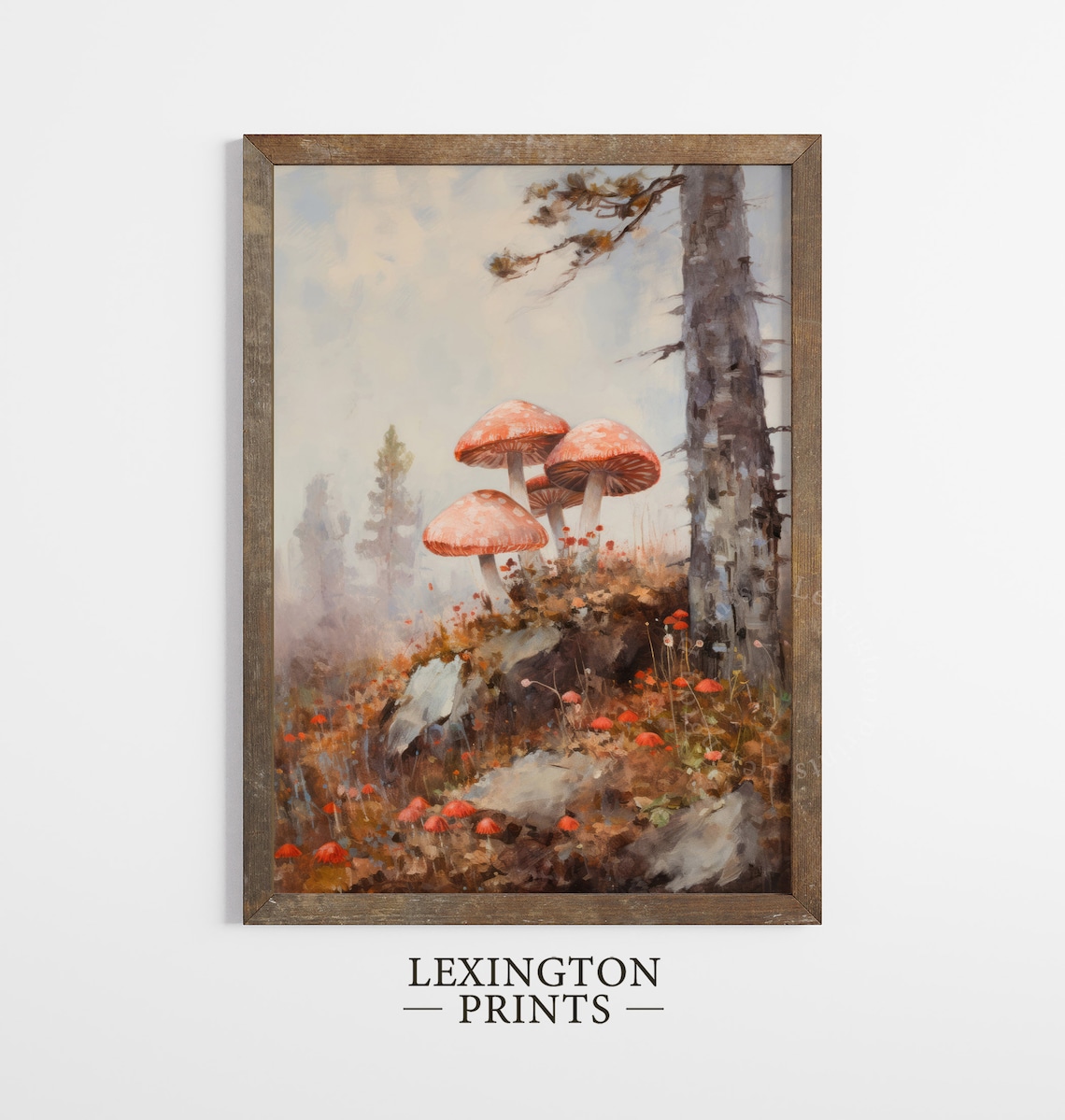 Red Fly Agaric Mushroom Cluster Autumn Woodland Scene Poster - Image 8