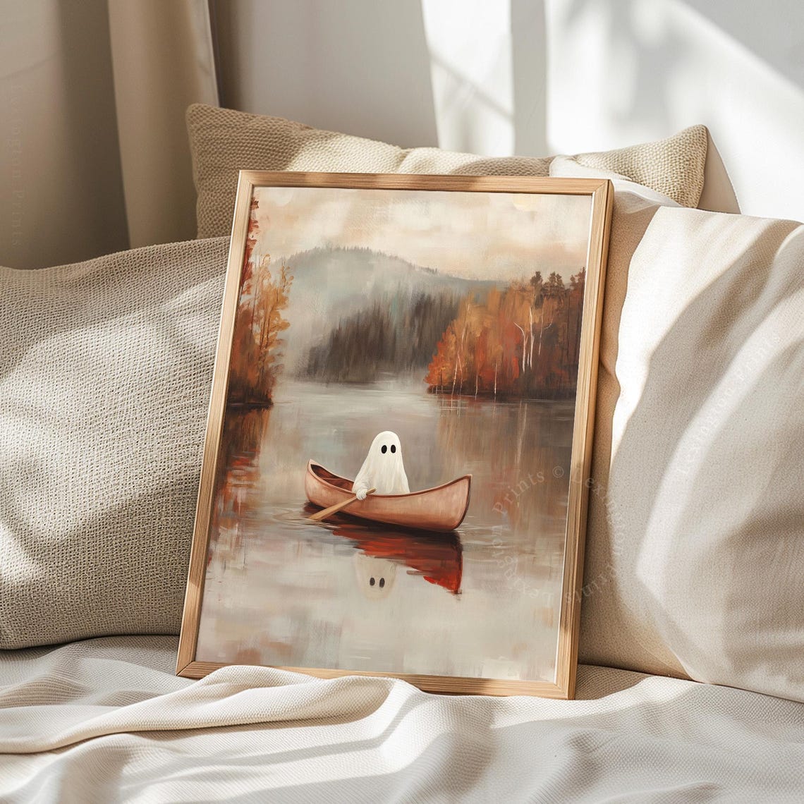 Cute Ghost On Boat Halloween Wall Art Ghost Print Fall Wall Art Halloween Print Fall Print Spooky Prints Fall Landscape Art 827 - Image 8