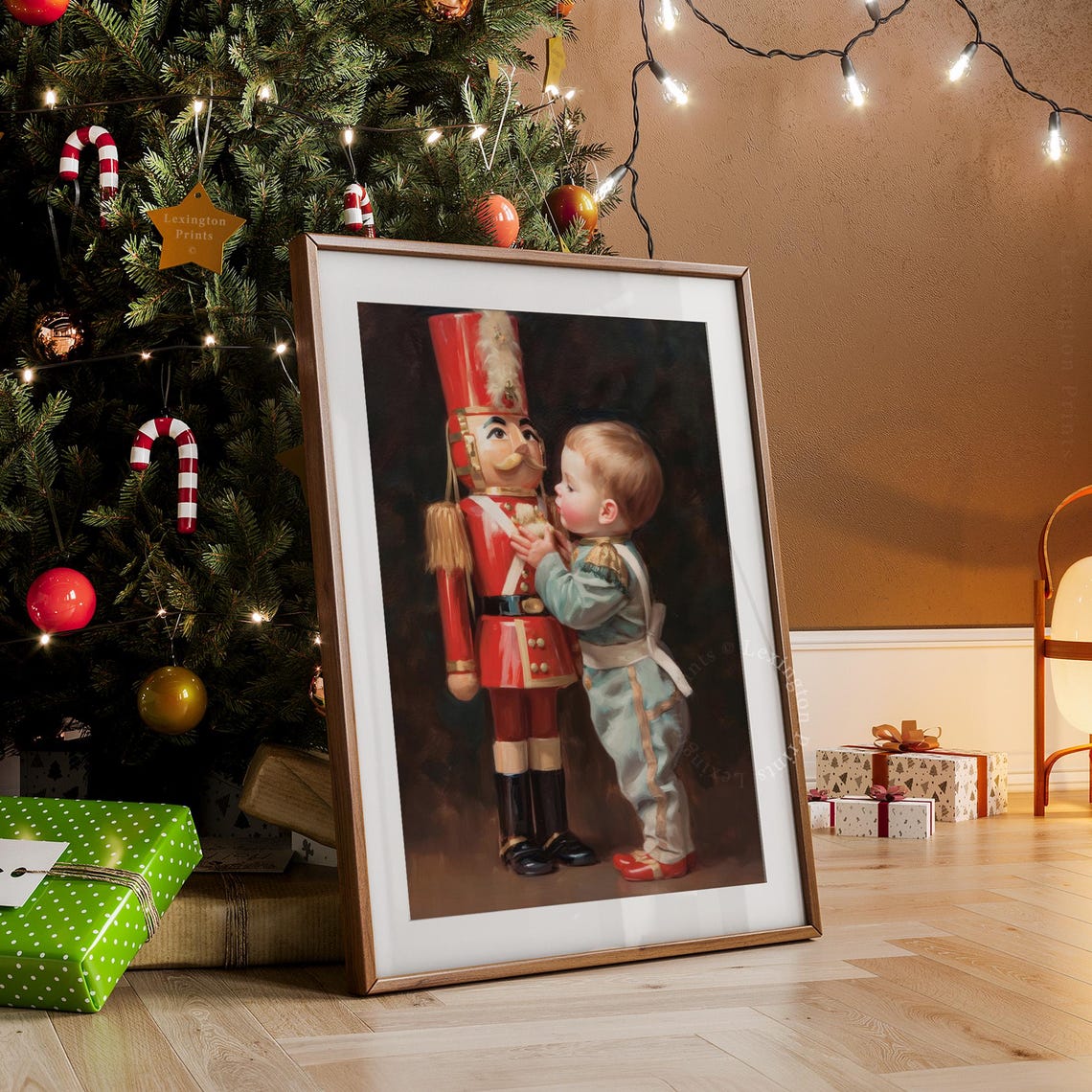 Toddler Hugging Nutcracker Soldier Christmas Portrait Poster - Image 7