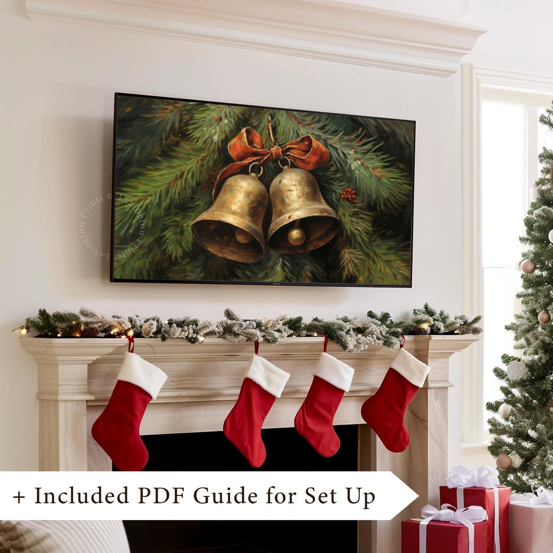 Christmas Jingle Bells Christmas Frame Tv Art Christmas Wall Art Winter Print Vintage Christmas Tv Christmas Decor Holiday Art Bell Art 432 - Image 8