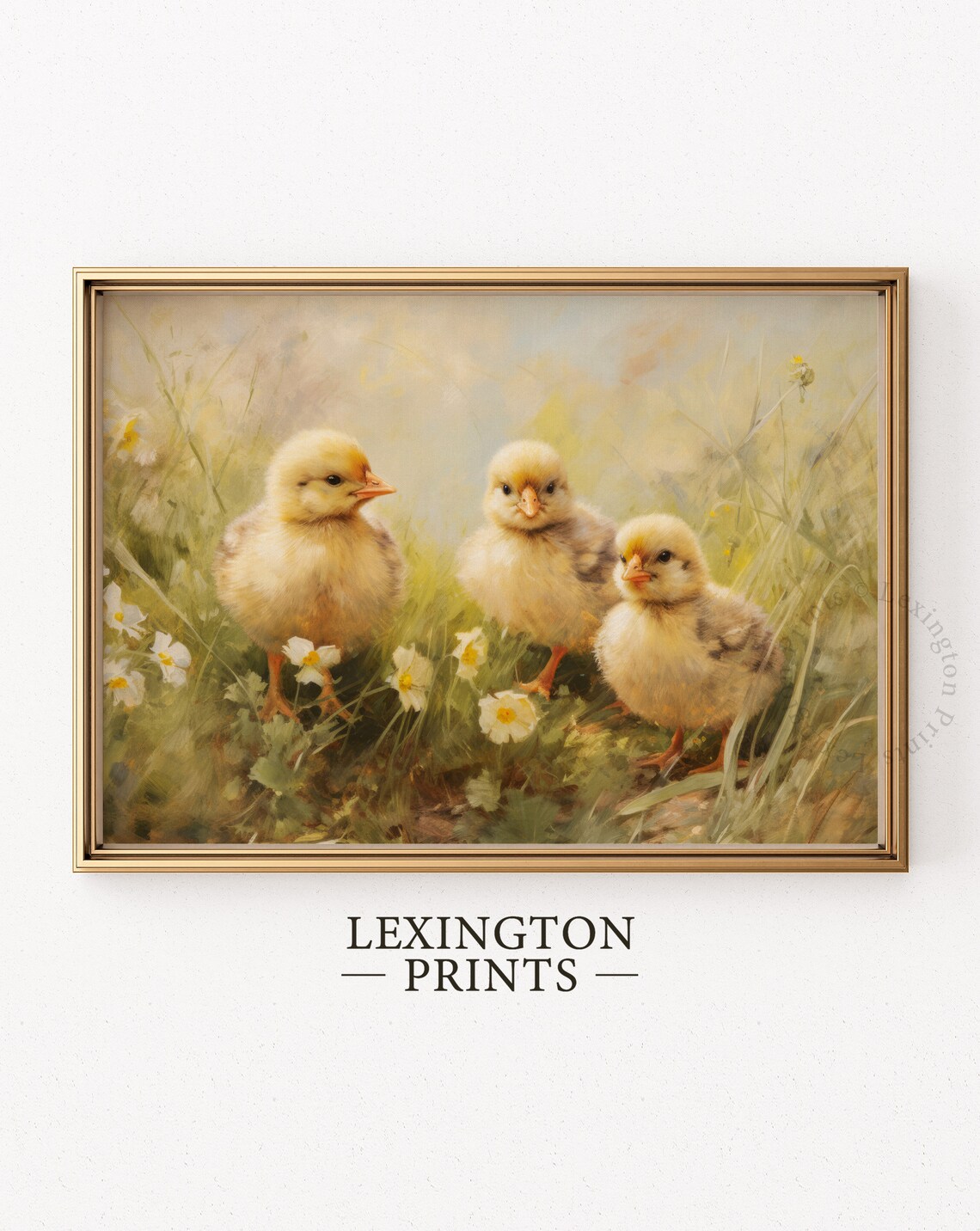 Three Baby Chicks in a Spring Meadow Vintage Painting Poster - Image 5