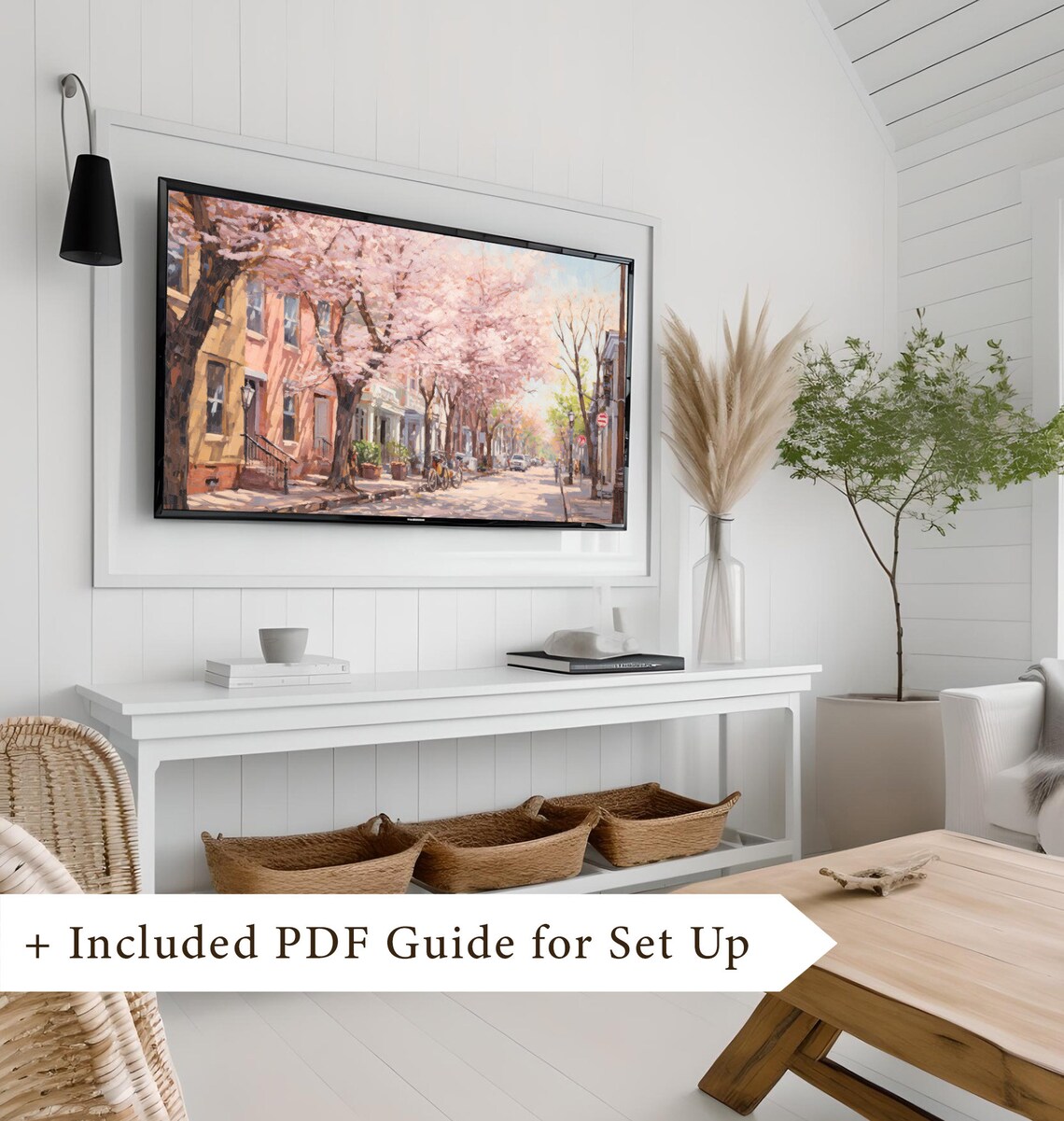 Cherry Blossom Street in Bloom Spring Frame TV Art Cityscape Print - Image 8
