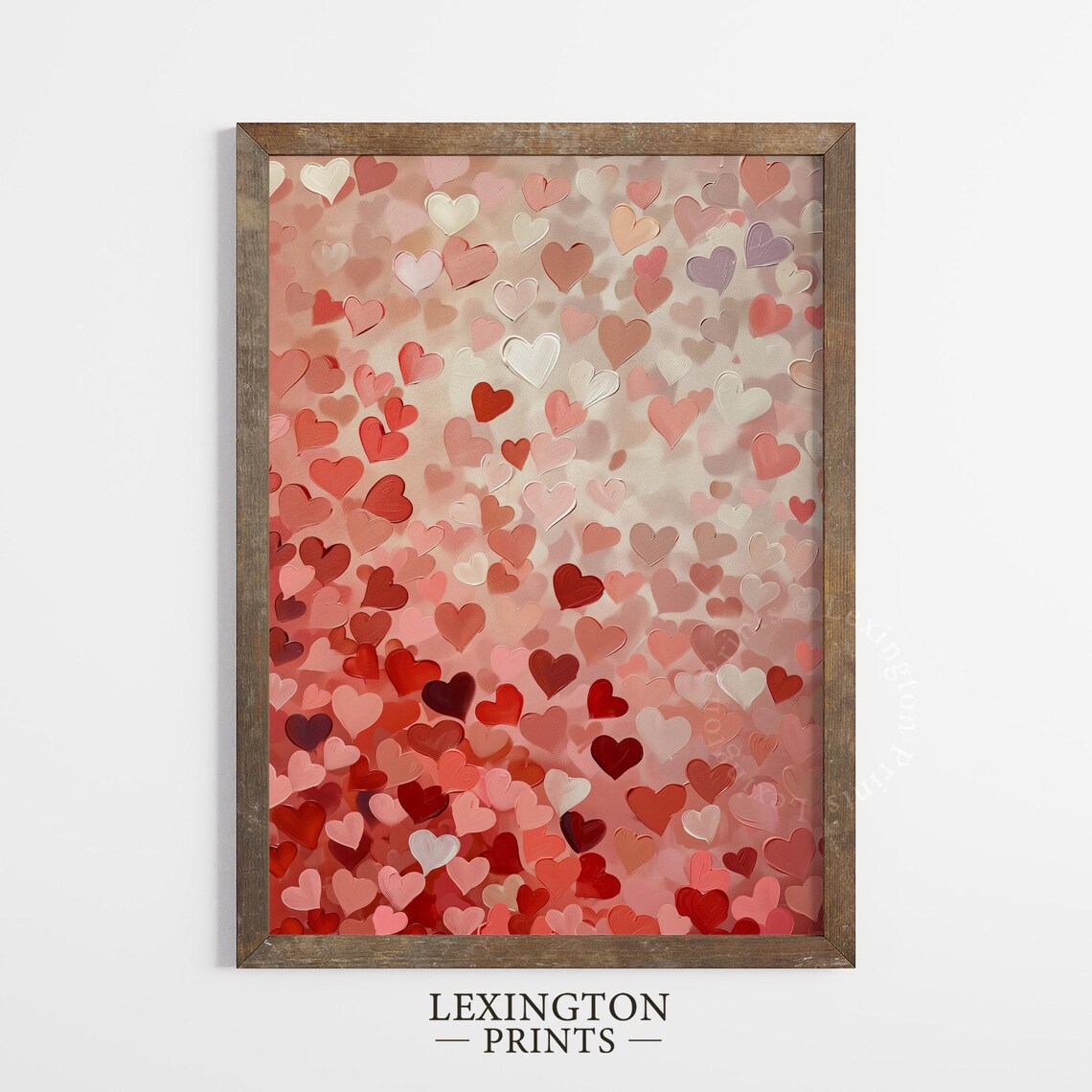 Red Pink White Heart Confetti Valentines Day Romantic Bedroom Poster - Image 4