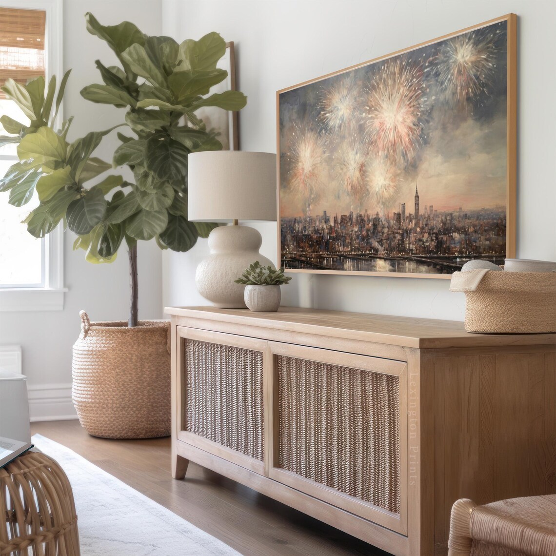 New York City Fireworks Over Skyline Night Celebration Poster - Image 6