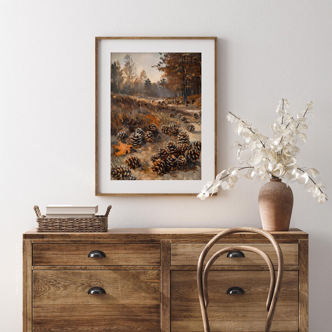 Pinecones in Autumn Forest Vintage Oil Painting Nature Poster - Image 3