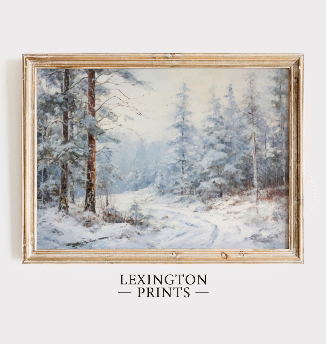 Snowy Winter Forest Path Classic Vintage Oil Painting Poster