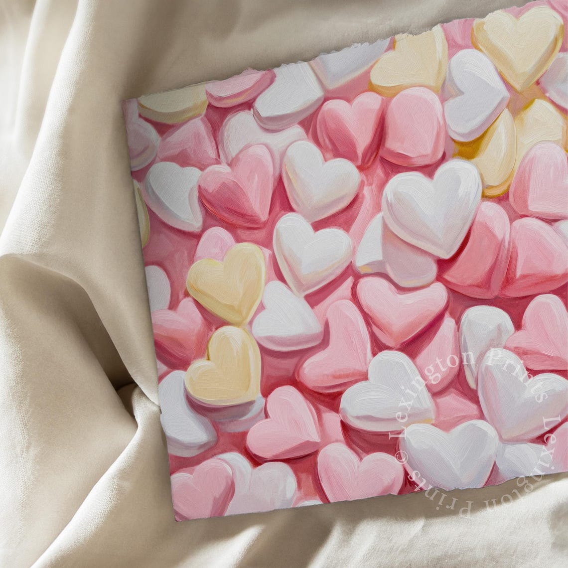 Pastel Candy Hearts Valentines Day Love Pattern Nursery Wall Art - Image 7