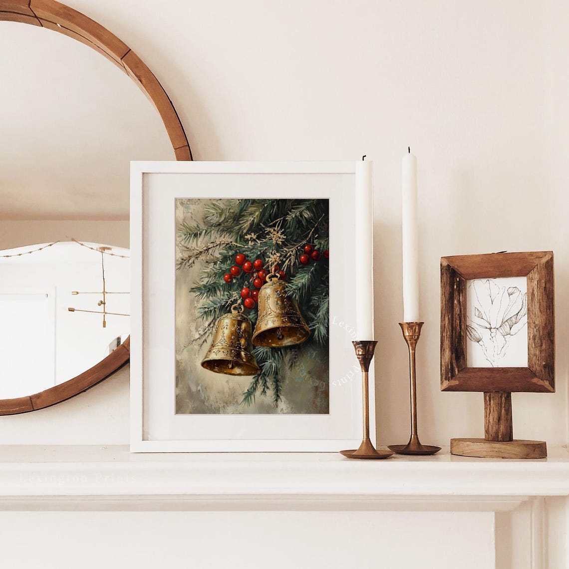 Moody Christmas Bells Print Christmas Wall Art Vintage Winter Wall Art Jingle Bells Poster Farmhouse Christmas Painting Art 959 - Image 2