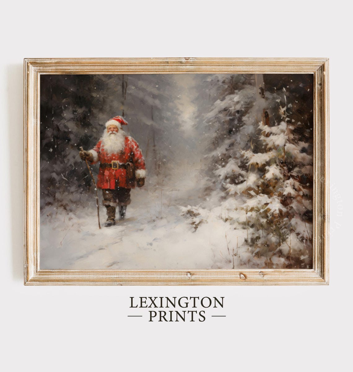 Santa Christmas Santa Christmas Wall Art Santa Vintage Christmas Decor Winter Art Winter Forest Wall Art Oil Painting 290