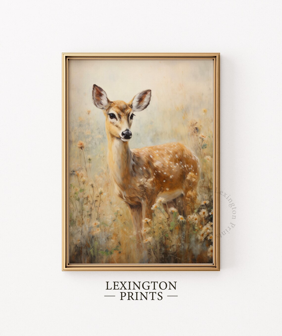 Spring Fawn Wildflower Field Vintage Deer Baby Painting Poster - Image 6