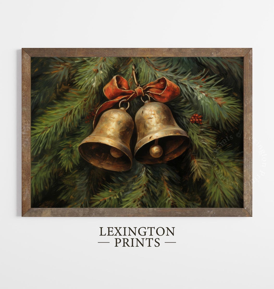 Christmas Jingle Bells Christmas Wall Art Brass Bells Vintage Christmas Print Winter Print Christmas Oil Painting Holiday Art 300 - Image 4
