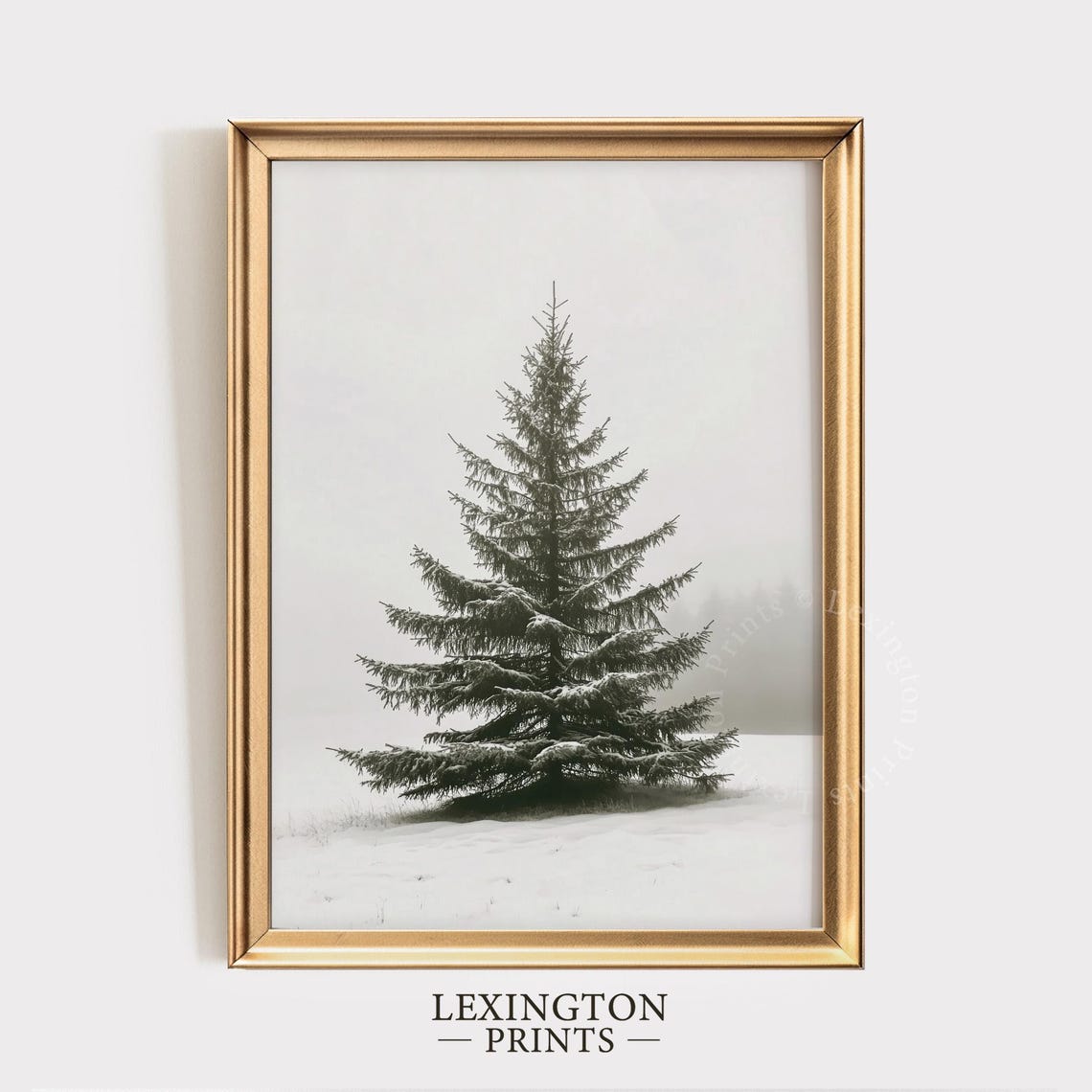 Snow Covered Pine Tree Winter Landscape Neutral Christmas Poster - Image 5