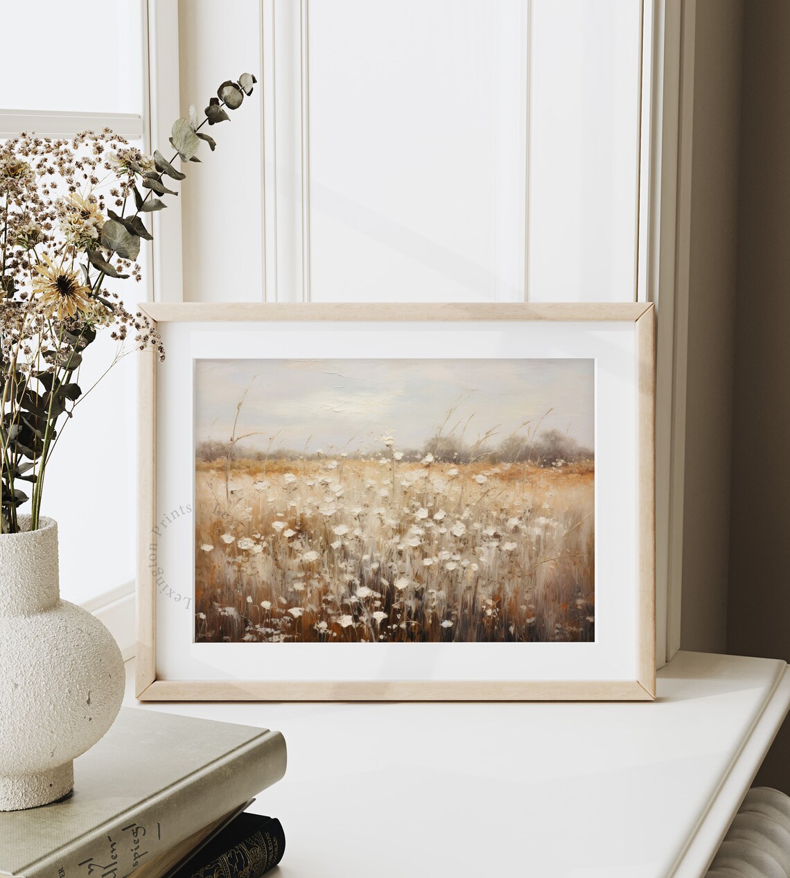 Golden Wildflower Meadow Impressionist Oil Painting Landscape Poster - Image 3