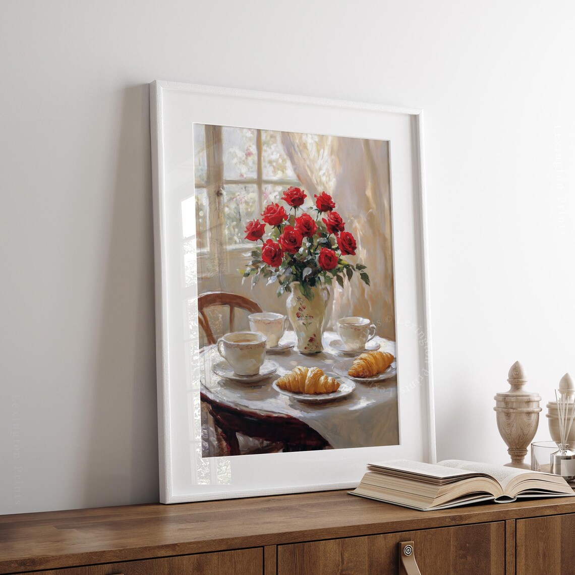 Vintage French Cafe Print Farmhouse Wall Art French Country Decor Kitchen Wall Art Red Roses Print Spring Print Floral Art 998 - Image 6