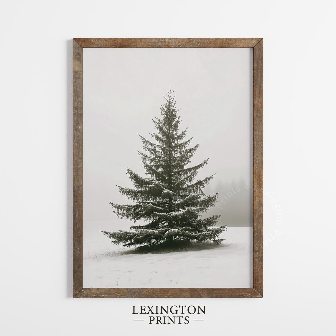 Snow Covered Pine Tree Winter Landscape Neutral Christmas Poster - Image 4
