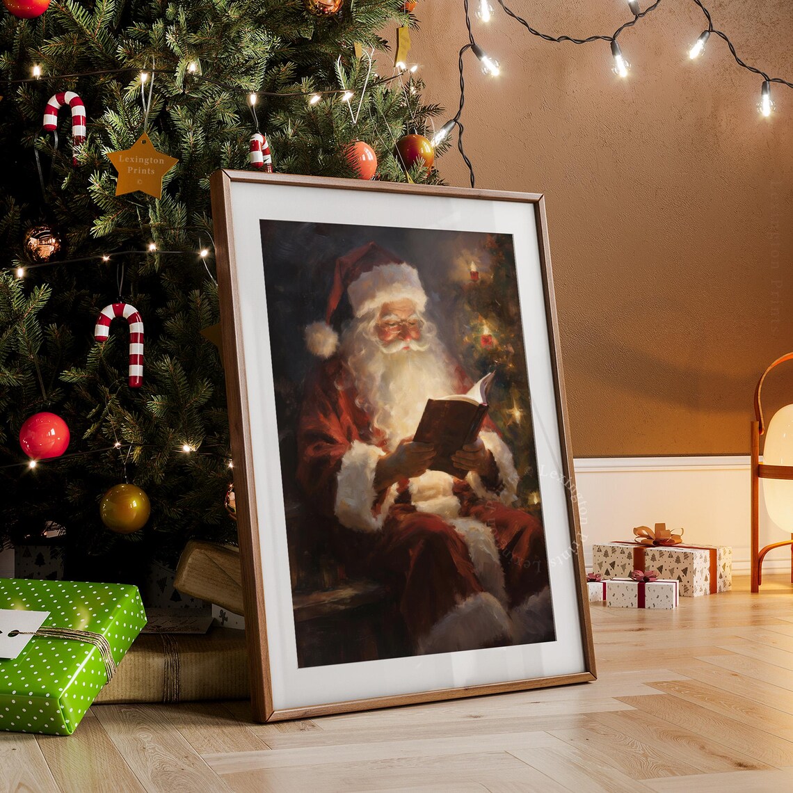 Vintage Christmas Wall Art Santa Reading Book Christmas Oil Painting Art Cottagecore Academia Art Christmas Decor Winter Print 373 - Image 7