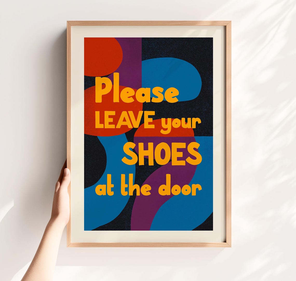 Please Leave Your Shoes At The Door Bold Retro Entryway Sign Poster