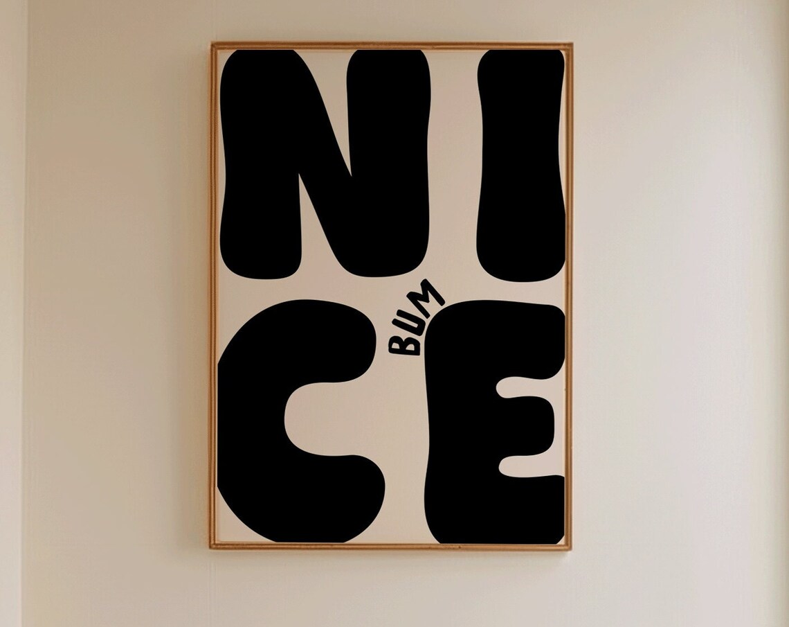 Nice Bum Bathroom Typography Art Print, Bold Neutral - Image 2