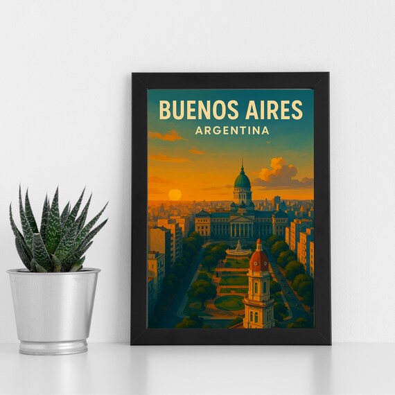 Buenos Aires Print Artwork L Argentina South America Custom Poster Postcard Framed Greeting Card Portrait