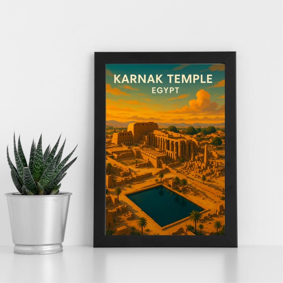 Karnak Temple Print Artwork L Egypt Africa Custom Poster Postcard Framed Greeting Card Portrait