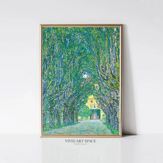 Gustav Klimt Avenue In The Park, Modernist Cityscape Art Print