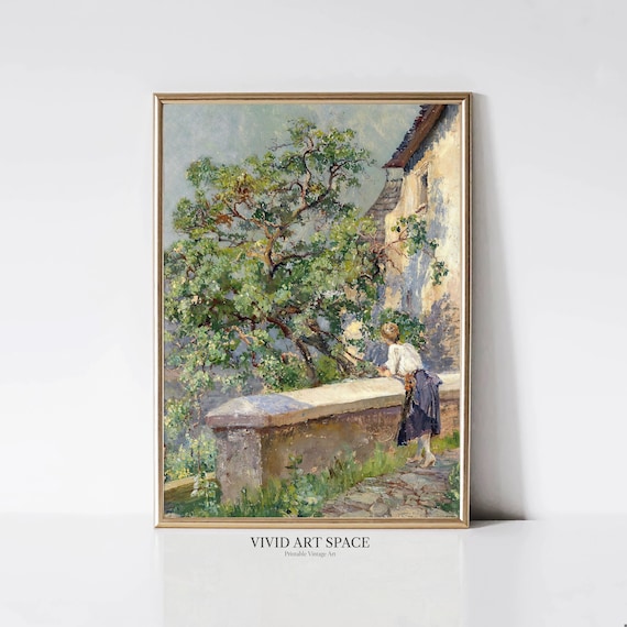 From An Austrian Valley Rustic Country Print Vintage Landscape Painting Garden Art Print Printable Wall Art