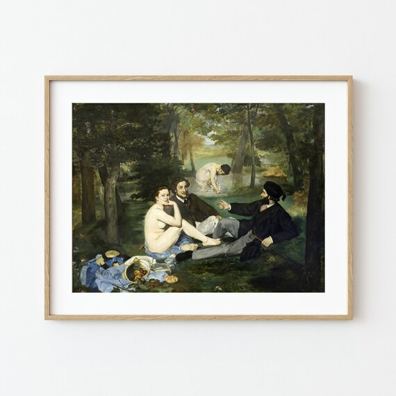 Edouard Manet Luncheon On Grass Modernist Portrait Painting Vintage Garden Print Printable Wall Art